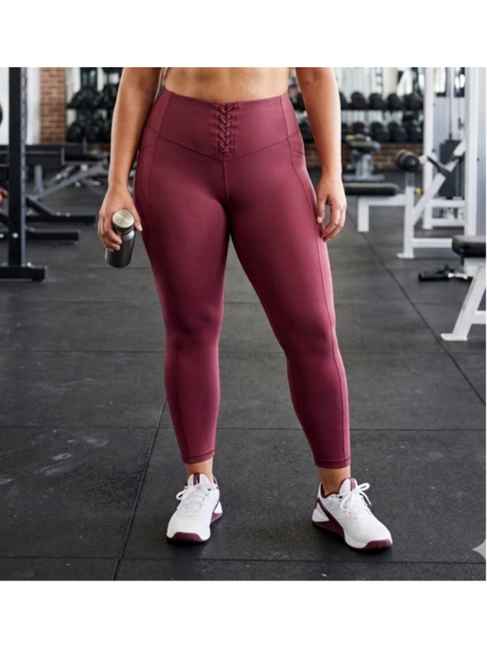 Women’s Aerie Real Me Hi Rise Leggings Pink Lace Up Corset size XXL Gym NWT